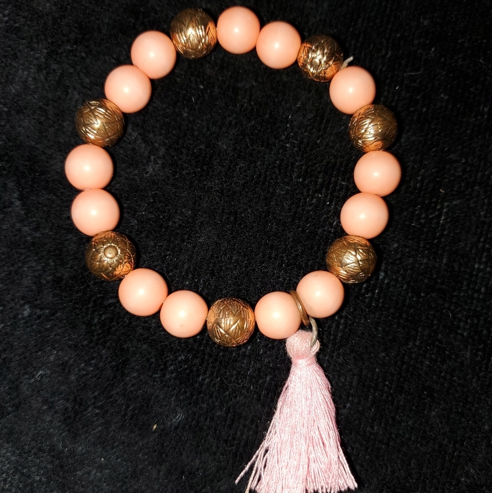 NWOT Beaded Stretchy Bracelet with Tassel